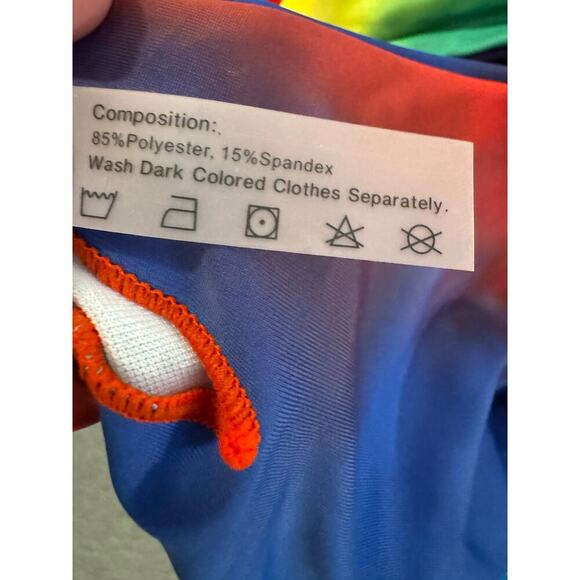 Zaful Size Large NWT 2 Piece Rainbow High Waist Knot Tankini Bathing Swim Suit - Picture 6 of 7